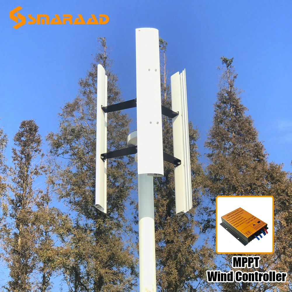 

400w 600w vertical axis wind turbine generator 12v /24/48v 3 phase AC with wind solar hybrid charge controller optional