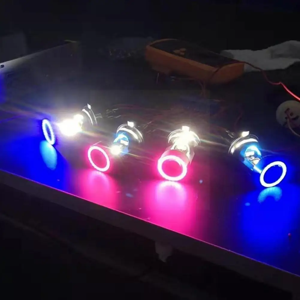 

Синие светодиодсветодиодный фары Angel eye H4 для мотоцикла 9003 HB2 светильник аксессуары для скутеров и мотоциклов, 12-80 В постоянного тока, лампы д...