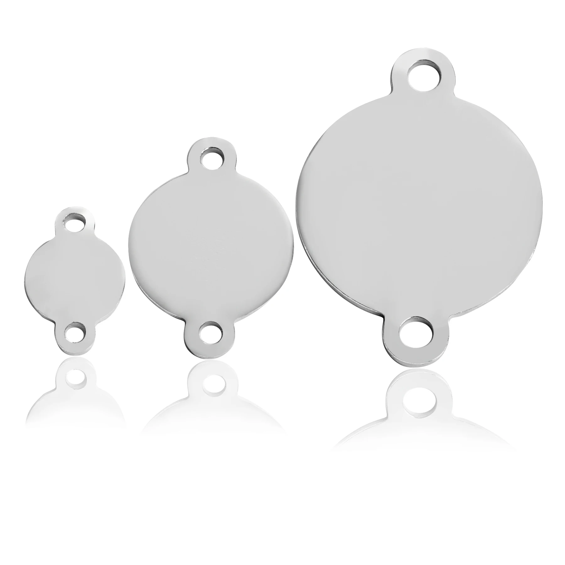 Пустые круглые метки из нержавеющей стали с 2 отверстиями 6/10/20 мм металлический