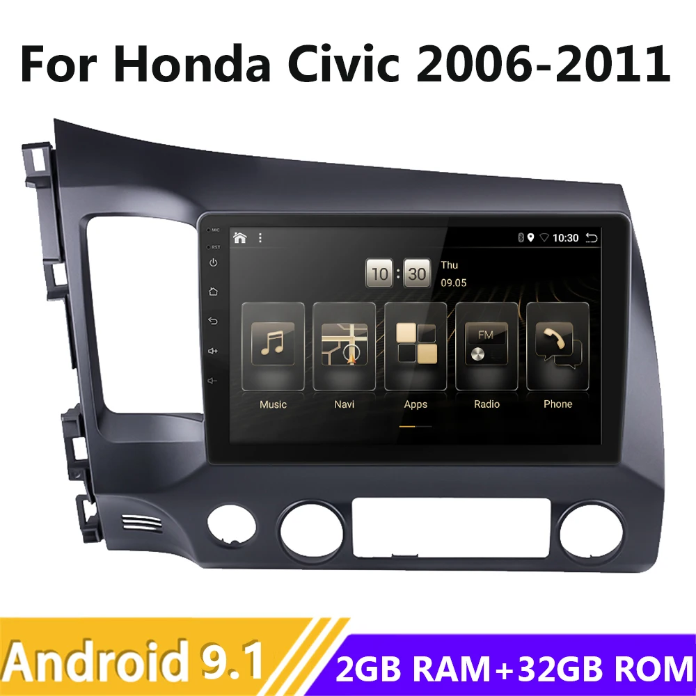 

10.1 Inch 2G+32G Android 9.1 For Honda Civic 2008-2011 Car Radio Auto Multimedia Video Player GPS Navigation 2 din Quad-Core HD