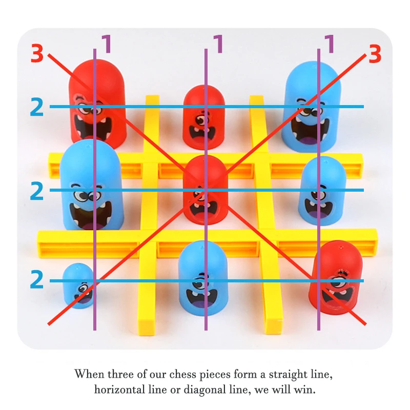 Tictactoe-tablero de ajedrez Ox para ni&ntilde;os, juego educativo Montessori, juguete de ocio, interacci&oacute;n entre padres e hijos-3