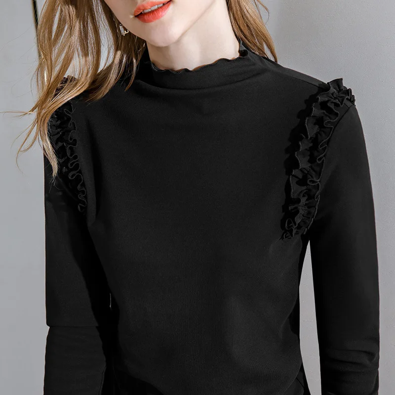 

SISHION 2021 Long Sleeve Women Autumn Blouse VD1572 Black Coffee Purple Cotton Women Tops korean clothes
