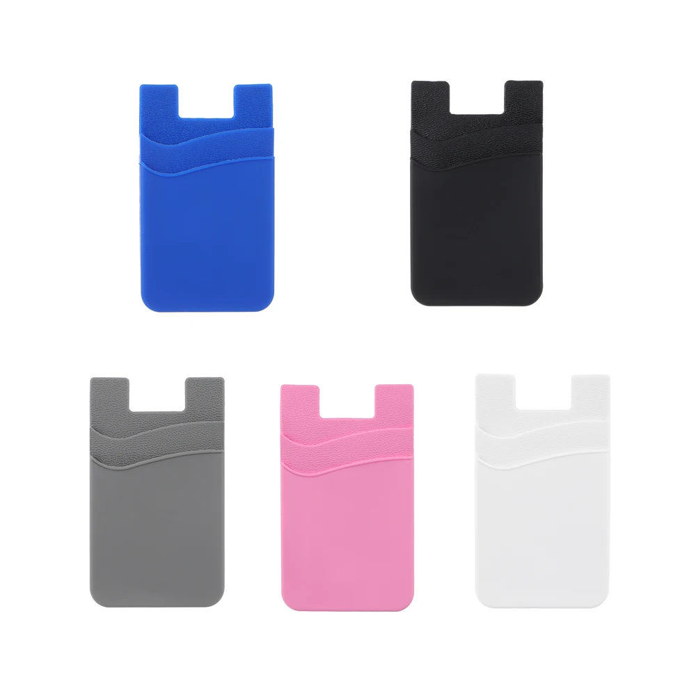 silicone phone card holder wallet case phone wallet stick on credit card holder phone pocket for almost all cell phone free global shipping