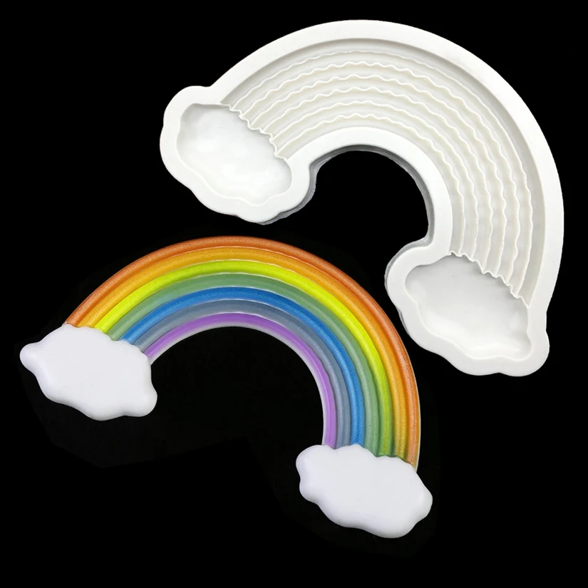 

Wholesale 10 pcs/lot Large Size Rainbow Silicone Sugarcraft Mold Chocolate Cupcake Baking Fondant Cake Decorating Tools