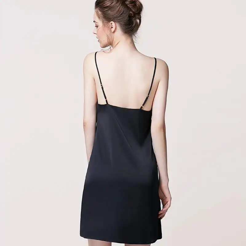 Sexy Ice Silk Satin Nightgown Women Deep V Neck Strap Backless Night Dress Silk Sleepwear Spaghetti Strap Sleeping Dress Nightie