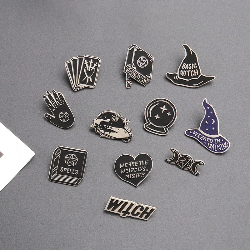 Punk Dark Brooch Collection Enamel Pins Witch Magic Button Metal Badge Halloween Gift Jewelry | Украшения и аксессуары