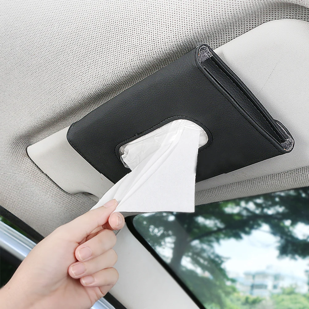 

Tissue Box Seats Back Holder Car Sun Visor Leather Paper Napkin Vehicle Storage Easily Installation Personal Car Elements
