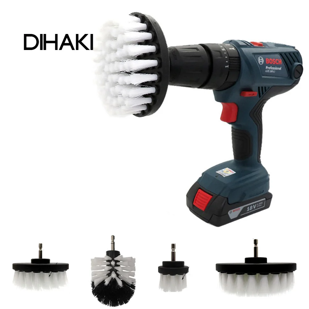 

4pcs 1/4‘’ Electric Drill Disc Brush Power Scrubber Drill Brush Clean Bathroom Kitchen Tub Tile Surface Power Scrub Cleaning Set