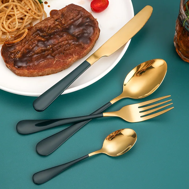 

24pcs Tableware with Storage Rack Set Stainless Steel Knife Fork Spoon Cutlery Rose Gold Dinnerware Set Gift Box Dishwasher Safe