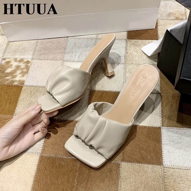 HTUUA/Новые Брендовые женские шлепанцы модные летние сандалии со складками
