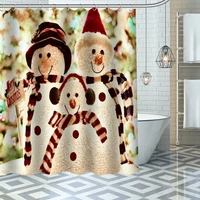 custom high quality christmas shower curtain waterproof bathroom polyester fabric bathroom curtain with hooks