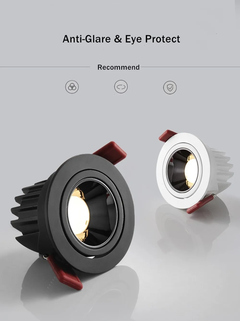 Встраиваемый светодиодный точечный светильник регулируемый угол освещения