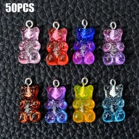 50pcs cute gummy bear charms flat back resin charms necklace pendant earring charms cartoon jewelry for diy decoration 2211mm