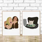 Картина на холсте, Настенная картина для украшения гостиной, декор для подростков, Забавный постер с котом и девочкой и мемом, Современный домашний декор