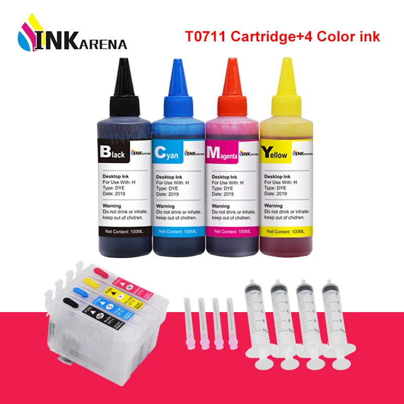 

INKARENA T0711 XL Ink + Ink Cartridge For Epson Stylus SX515W SX600FW SX610FW BX600FW BX610FW Office B40W BX300F BX300FW BX310FN