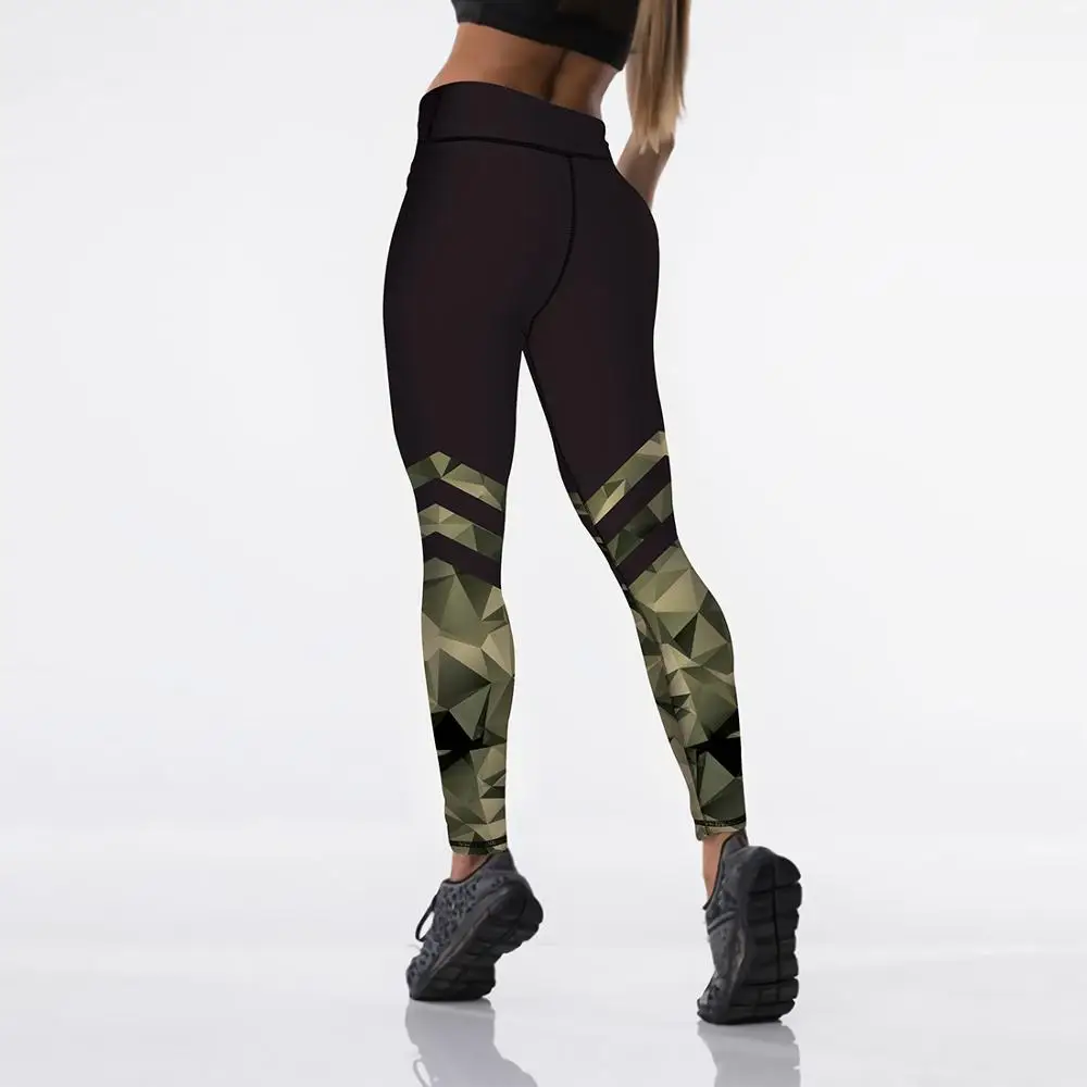 

Qickitout 12%spandex Sexy High Waist Elasticity Women Digital Printed Leggings Push Up Strength Pants