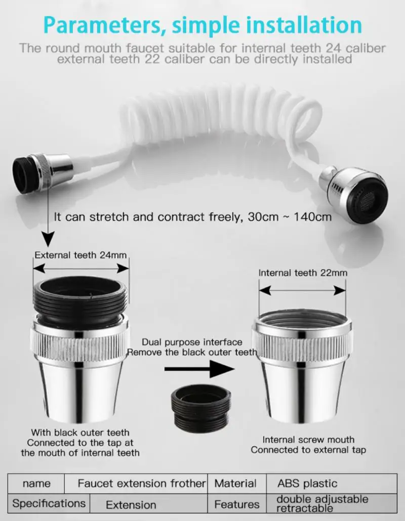 

Faucet Extender Kitchen Gadgets 360 Rotatable Bubbler High Pressure Filter Water Saving Bathroom Kitchen Accessories Supplies