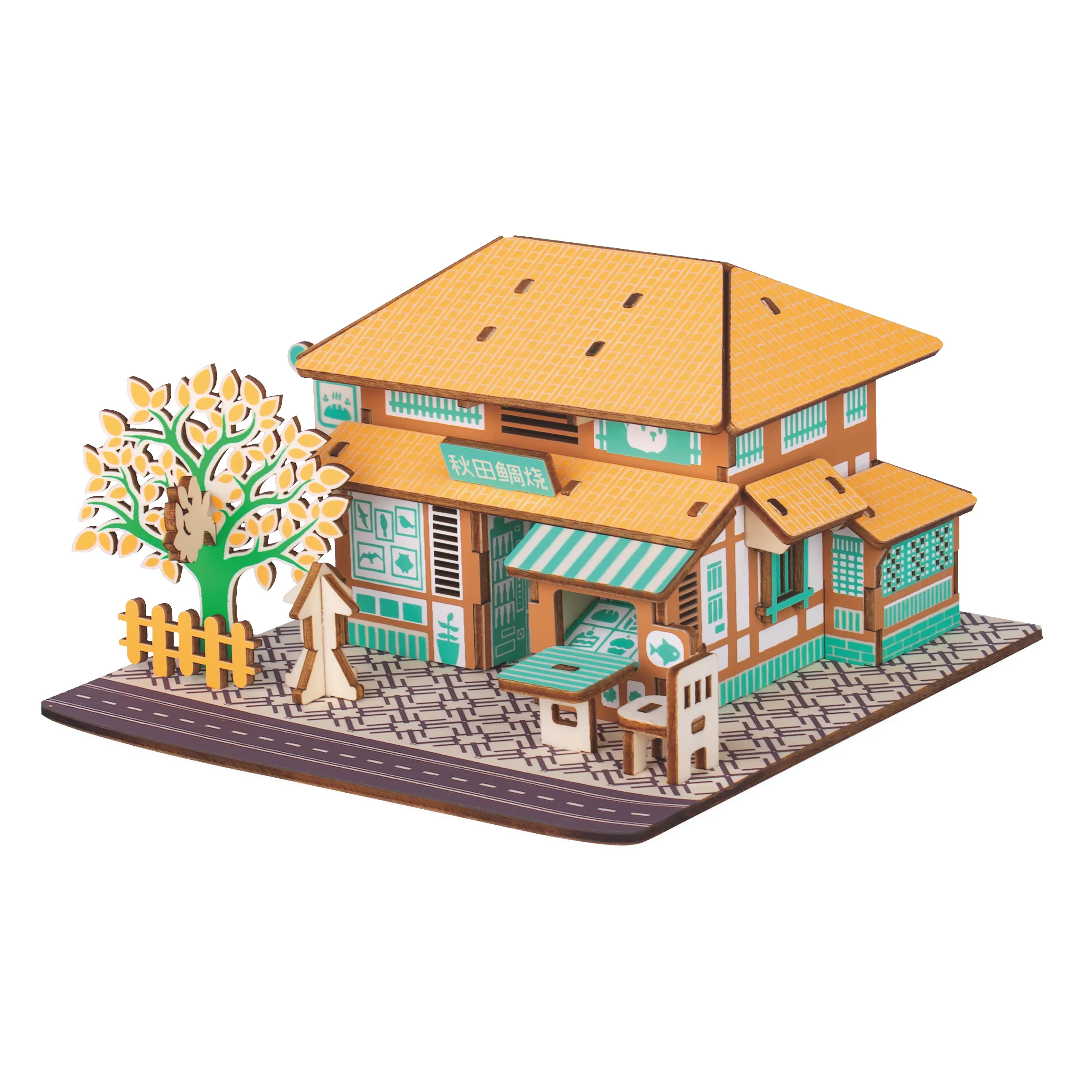 Четыре стиля японская кабина DIY сборка 3D деревянная головоломка лазерная резка