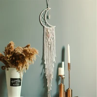 crystal stone moon macrame tapestry aesthetic nordic indian dream catcher boho decor for home bedroom craft hanging wall pendant