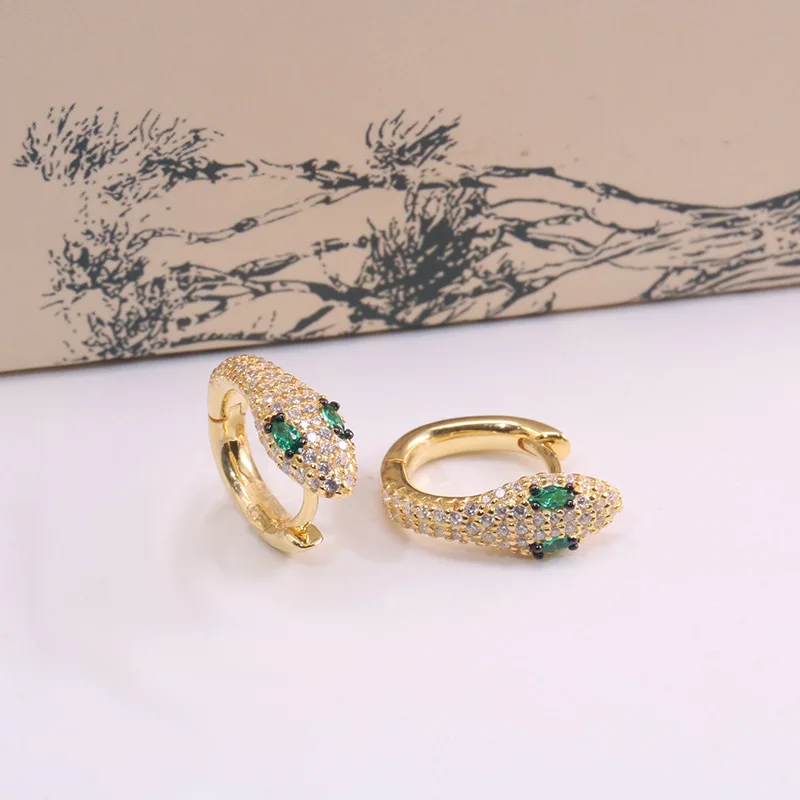 Модные женские серьги змейки с цветным цирконием микро набор|Серьги-гвоздики| |