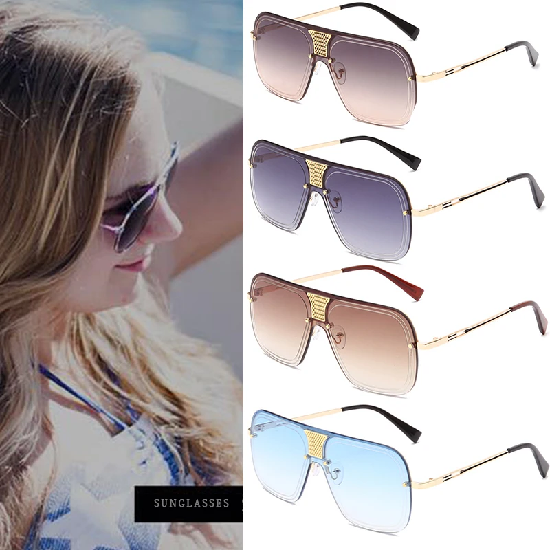 

European And American Ladies One-Piece Sunglasses Party Photo Vacation Personalized Glasses Oculos De Sol Quadrado