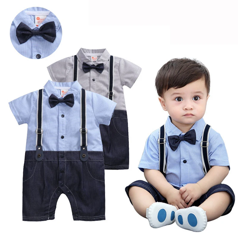 

Baby Boys Clothes Summer Short Sleeve Baby Romper Gentleman Tie Baby Jumpsuit Clothes Kids Costume For Newborn Overalls Clothes