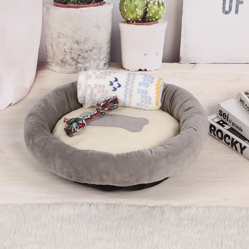 with blanket rope Кровати и коврики для домашних животных, круглая подушка для собак, кровать для маленьких средних собак, кошка, кроватка, гнездо, теплое одеяло для домашних животных, щенок, лежак, боди для чихуахуа, диван - Цвет: with blanket rope