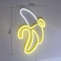 banana figure neon led light lamp usb dc 5v powered wall hanging sign night lights decor home bedroom party festival gift