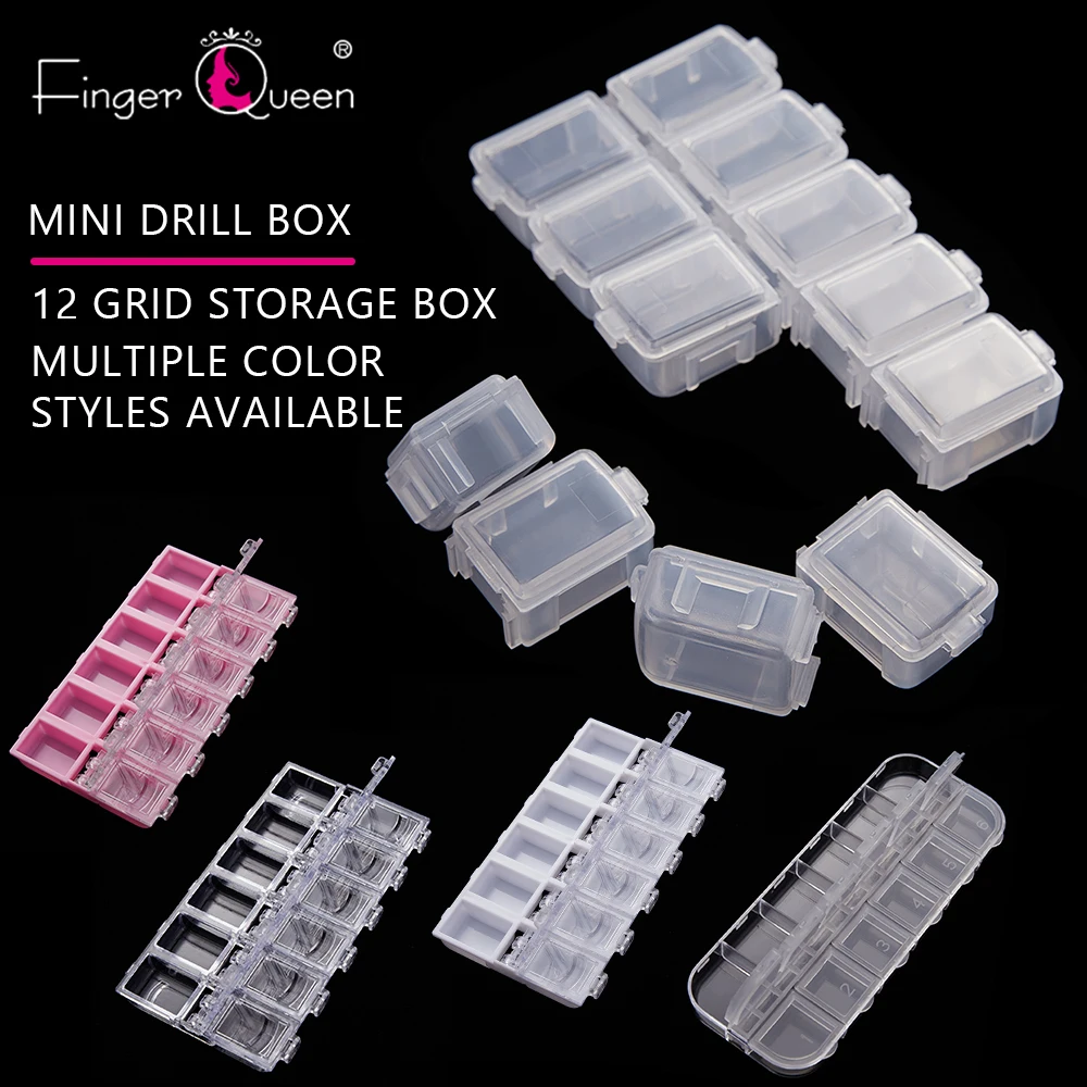 

Fingerqueen Grid Plastic Jewerly Storage Box Earrings Organizer Case Container Nail Art Tools Rhinestones Beads Storage Box WB