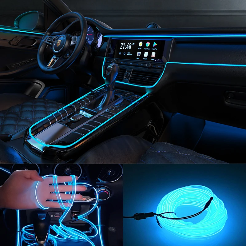 

LED Car Cup Holder Lights Colors Changing USB Mat Waterproof Pad Interior Decoration Lamp Accessories Guide Strip Atmosphere
