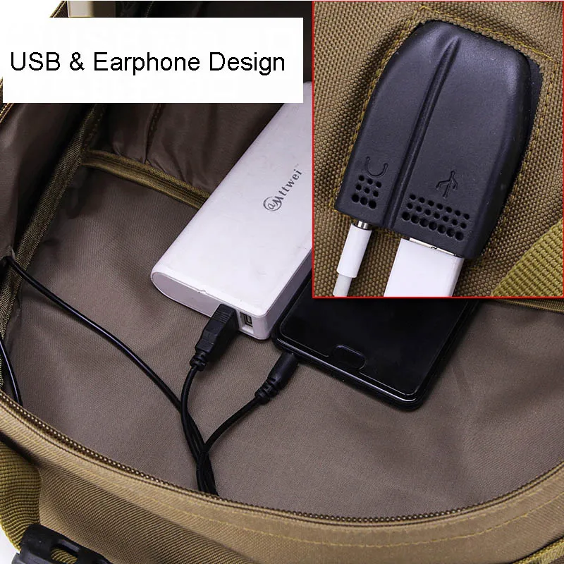 

40L USB Men Camping Backpack Military Tactical Bag Male Hiking Rucksack Army Molle Bag Camouflage Hunting Outdoor Bag