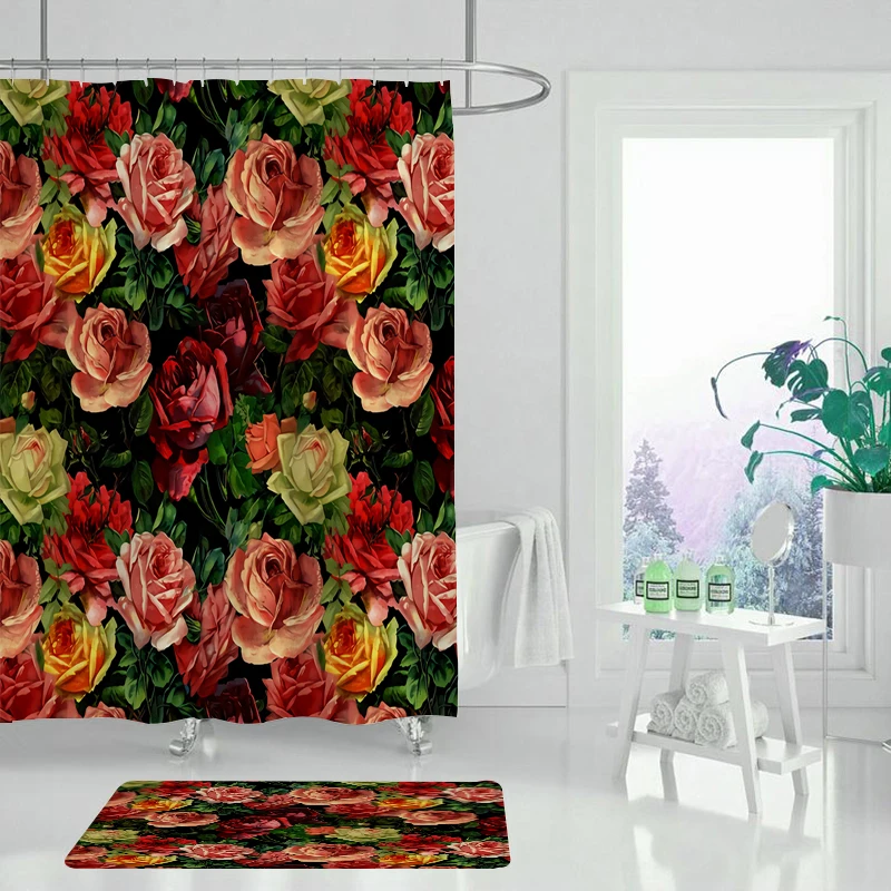 Занавеска для душа с Тропическими Цветами ванной занавеска из водонепроницаемый