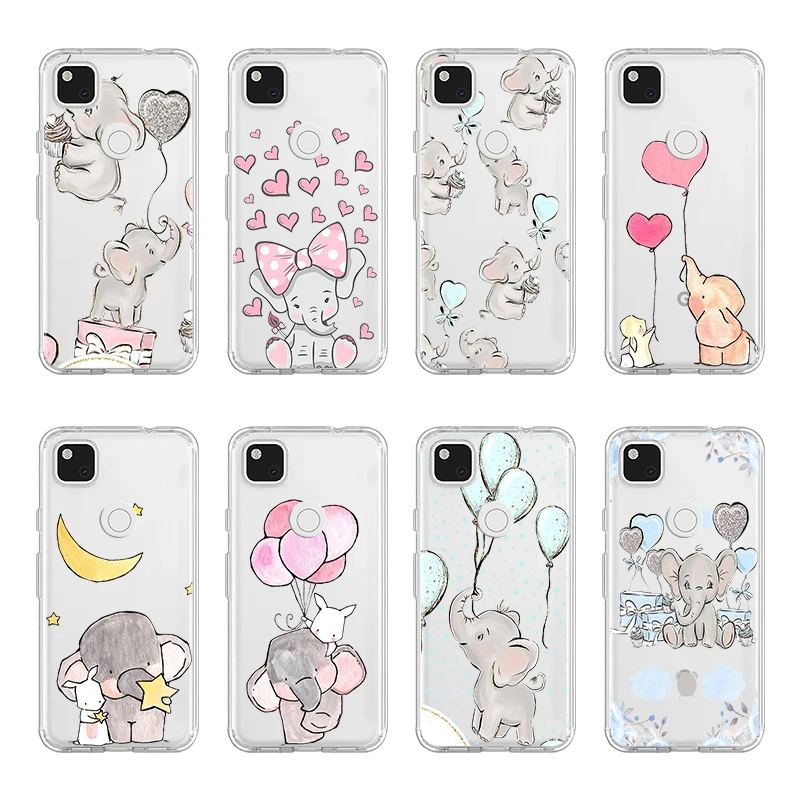 

Soft TPU Silicone Phone Case Coque for Google Pixel 6 Pro 5a 4 4a 5G 3a XL for Pixel 4XL 5 XL 3XL 2XL Elephant Transparent Cover