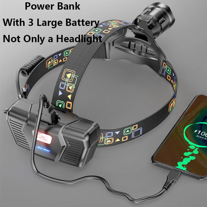 Фото 600000LM XHP100 Мощная светодиодная фара 18650 XHP90.2 Налобный фонарь USB Перезаряжаемый масштабируемый налобный фонарик для кемпинга Налобный фонарь №3
