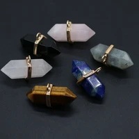 natural agates stone pendant charms tiger eye stone lapis lazuli pendant for women diy jewelry best birthday gift 20x35mm