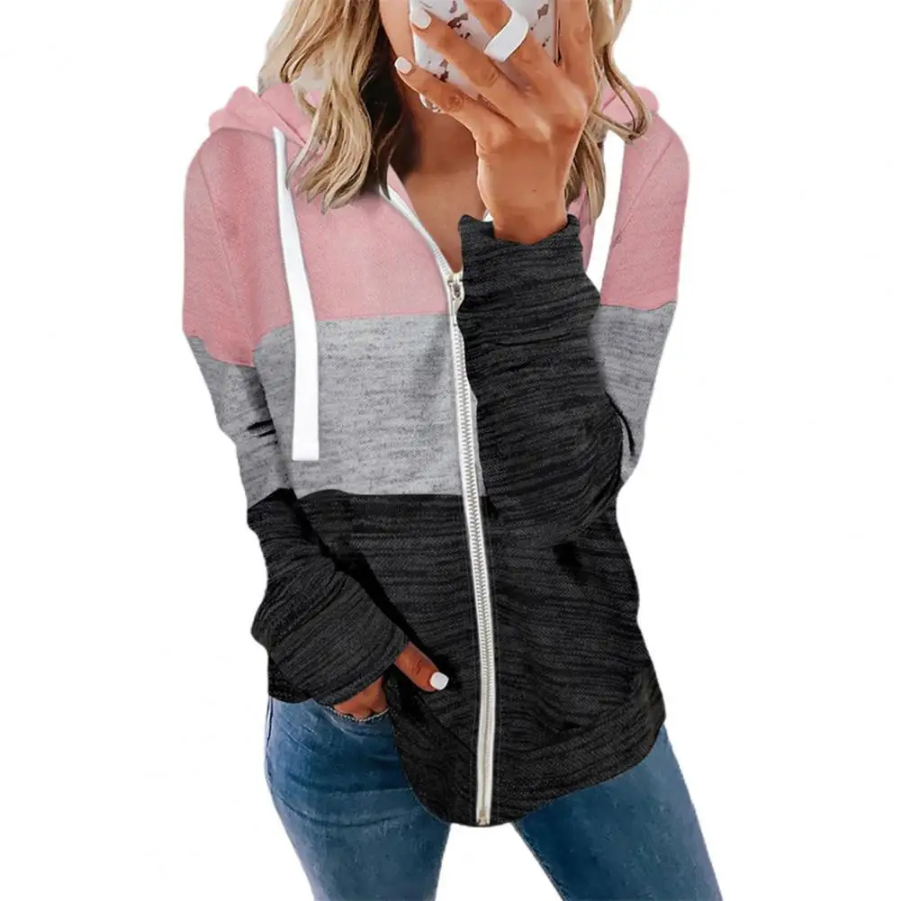 

Осенне-зимнее женское пальто, лоскутный принт, боковые карманы, шнурок, капюшон, застежка-молния, повседневный свитшот, женская одежда