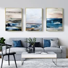 Современный синий абстрактный пейзаж настенная Картина на холсте волнистые плакаты и принты настенные картины для гостиной домашний декор