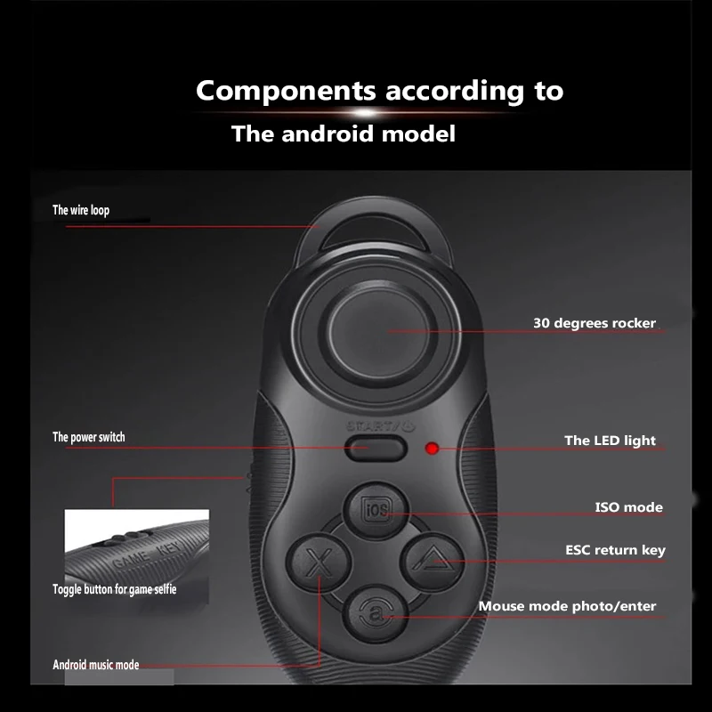 Bluetooth джойстик для селфи беспроводной мини контроллер смартфонов IOS и