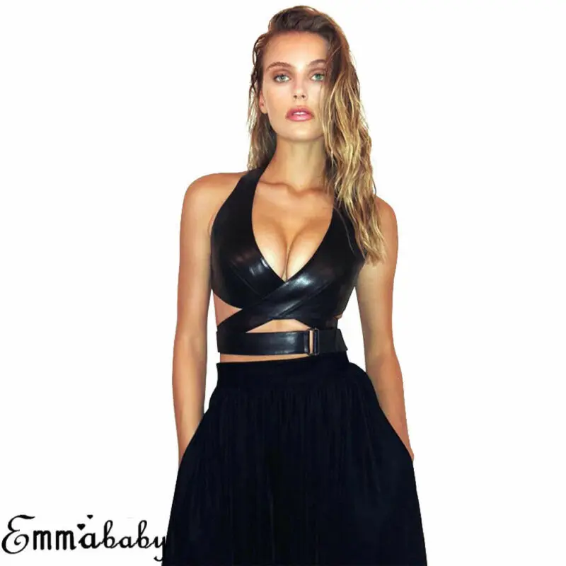 Летний женский однотонный бандаж из ПУ искусственной кожи с глубоким v-образным