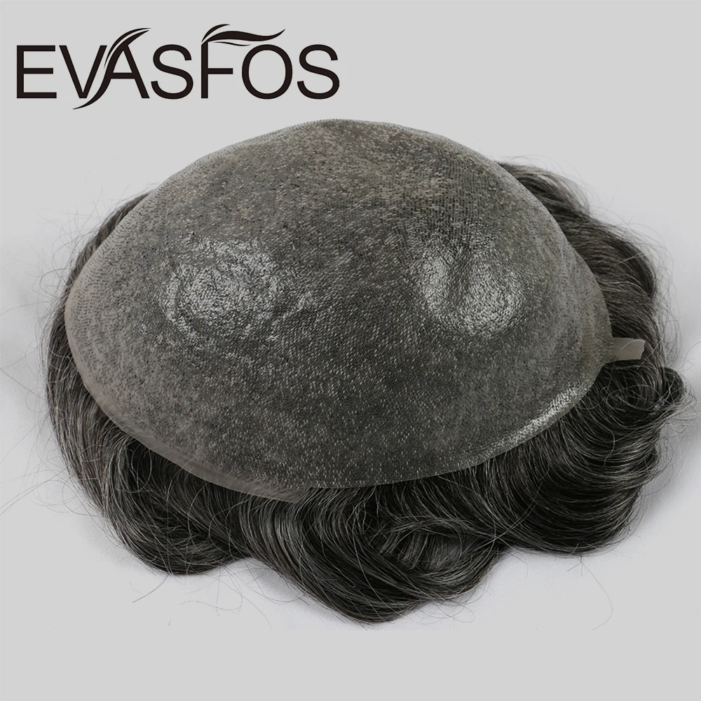 EVASFOS Для мужчин накладки из искусственных волос Remy человеческих части V петля 0 1