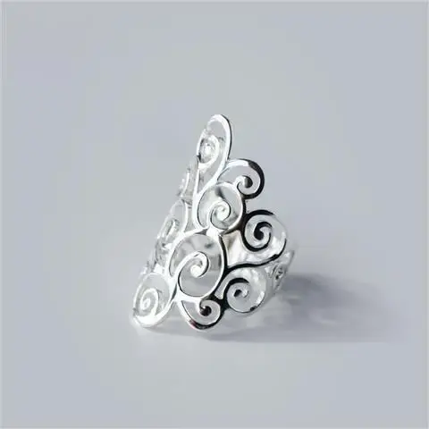 

Independent design hollow pattern exaggerated opening adjustable ring fashion retro ethnic style ladies silver jewelry