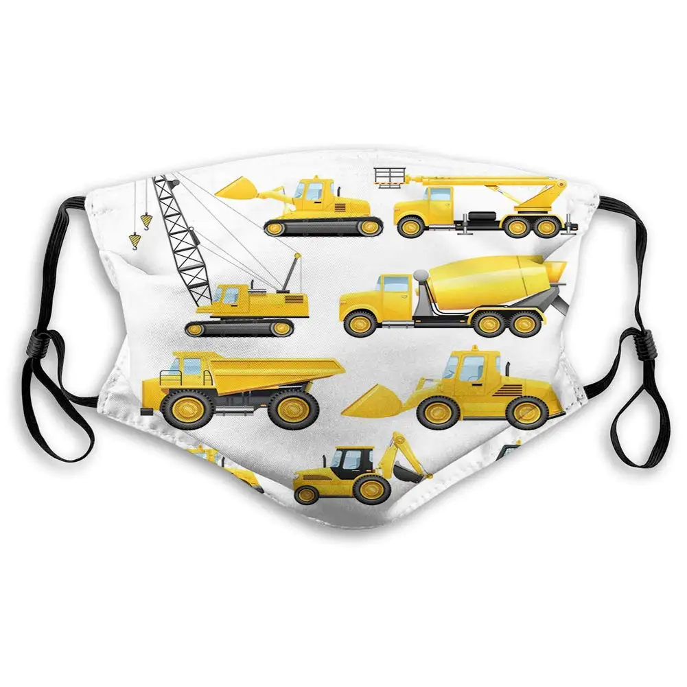 

Пылезащитная маска с мультяшными игрушками для строительства грузовика Регулируемая моющаяся многоразовая маска с двумя фильтрами PM2.5 для...