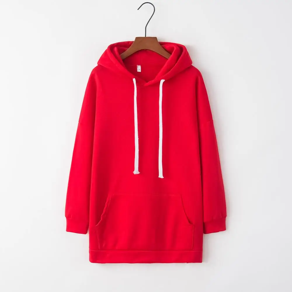 Красный Women Hoodies Sweatshirts Autumn Winter Plus Size Long Sleeve Pocket Pullover Hoodie Female Casual Warm Hooded Sweatshirt - Цвет: Красный