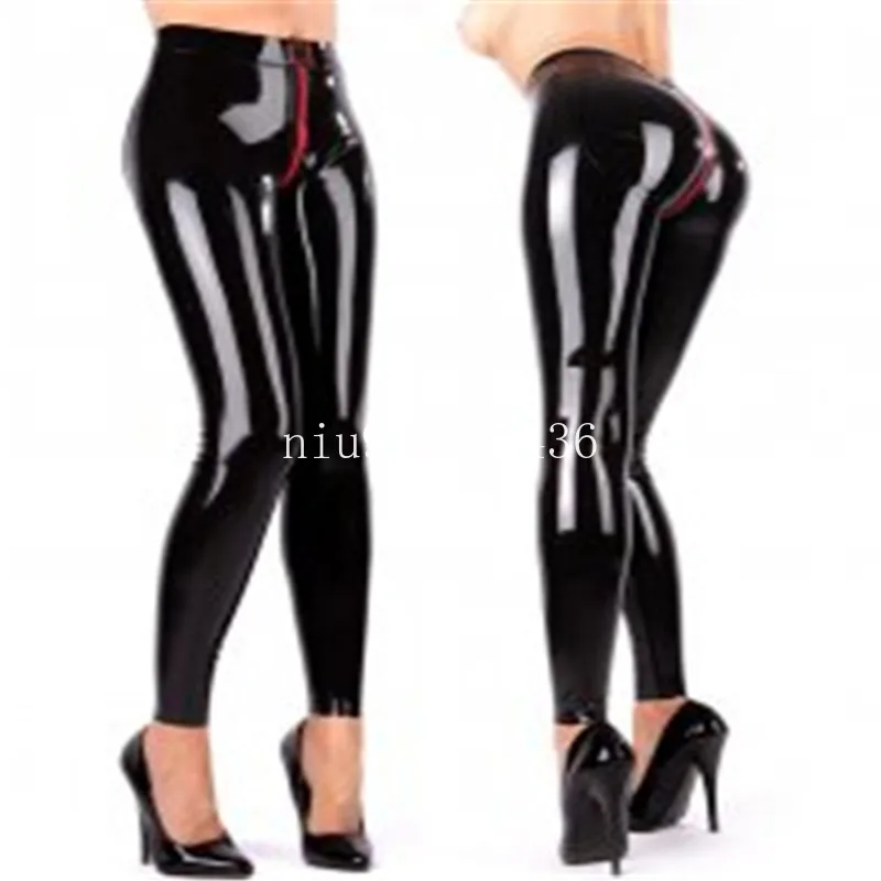 

Sexy Latex Women Pants Handmade Women Trousers with Red Crotch Zipper kakegurui cosplay costume