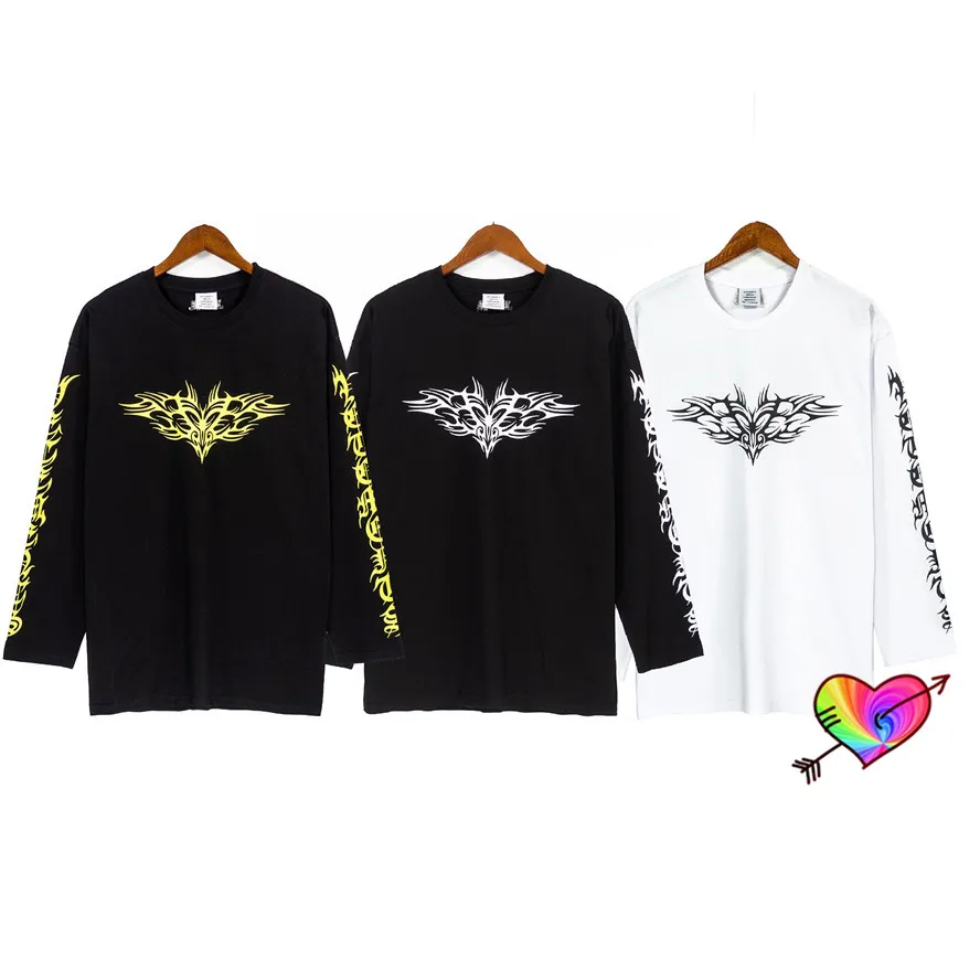 

VETEMENTS Gothic Logo T-Shirt 2021 Men Women High Quality Graphic Printed Vetements Long Sleeve Tee Cotton Terry VTM Tops