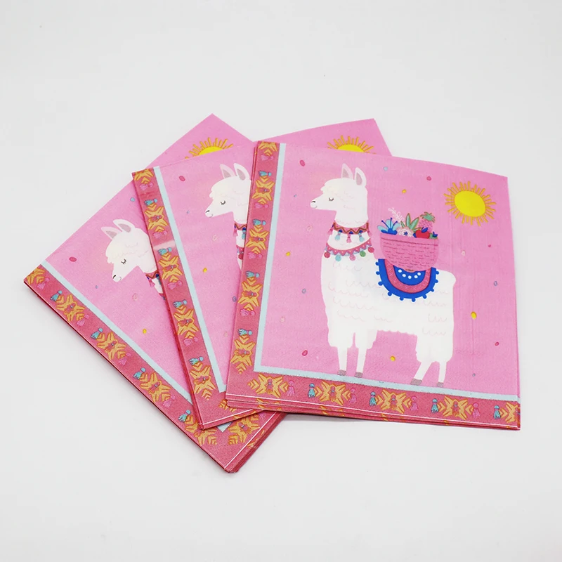 20 шт Мультфильм Альпака тема салфетки день рождения одноразовые украшения для