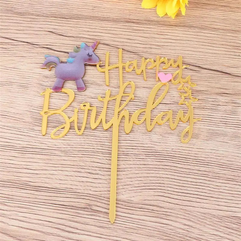 2 шт Единорог торт Топпер акриловые кекс топперы украшения выпечки Десерт Фрукты