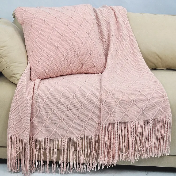 

Nordic Bohemian Style Blanket Solid Color Office Blanket Soft and Comfortable Air Permeability Blankets for Beds Queen King Size