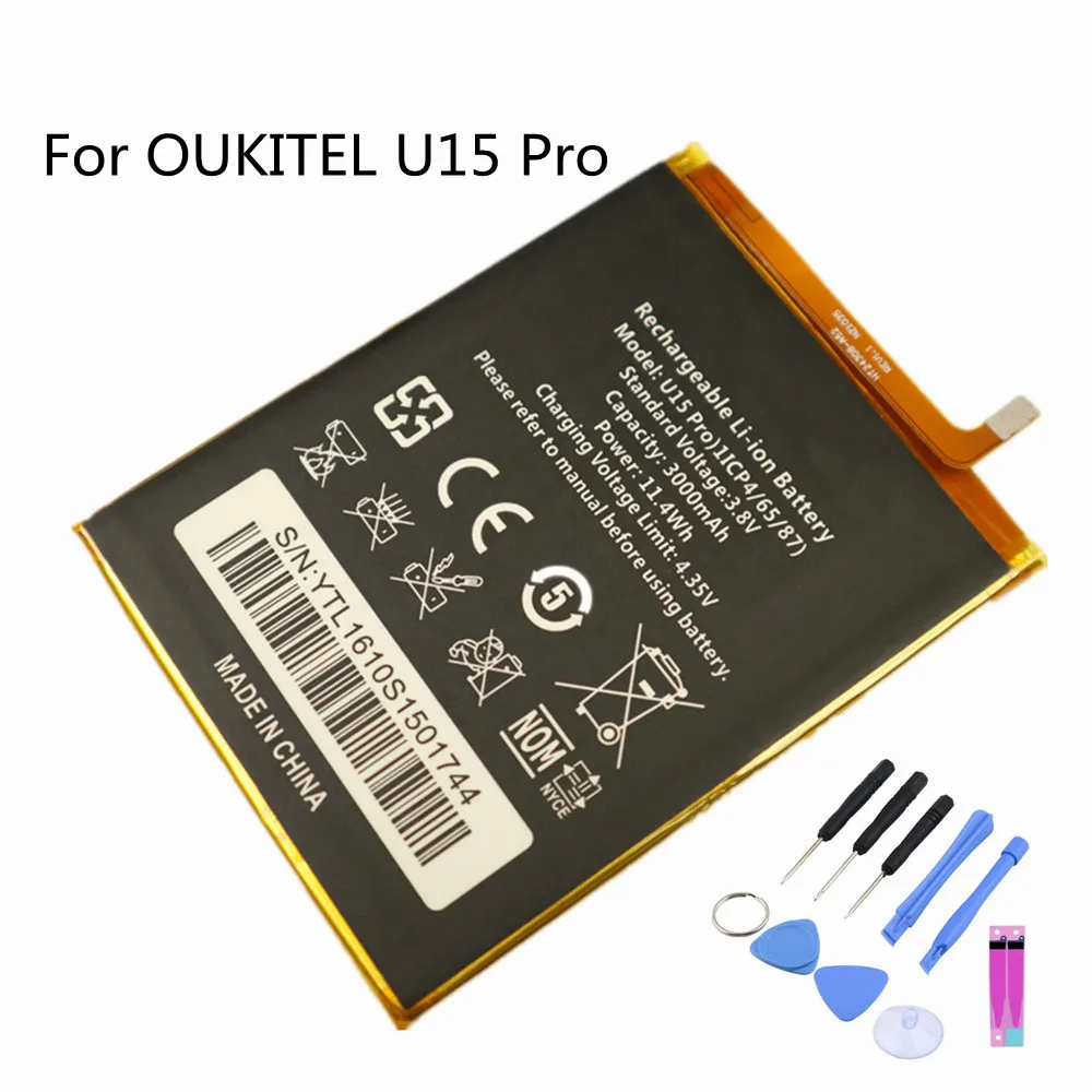 

100% New OUKITEL U15 Pro Replacement Battery 3000mAh For OUKITEL U15 Pro U15pro High Quality + Tools