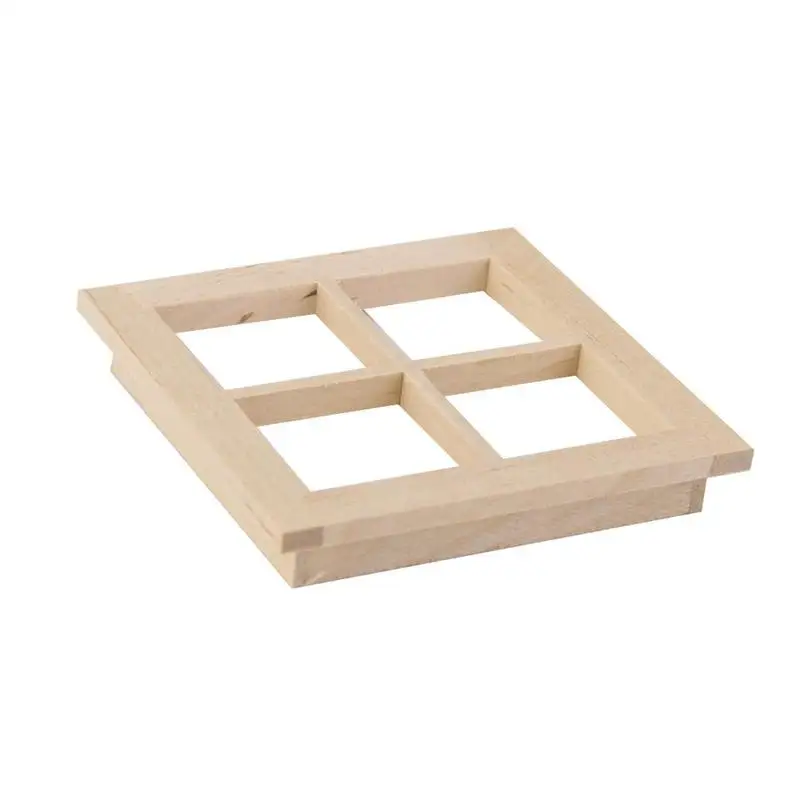 

1pcs 1:12 Dollhouse Accessories Miniature 4 Lattice Wooden Window Model Toy For Dollhouse Scene Decoration Wooden Window Model